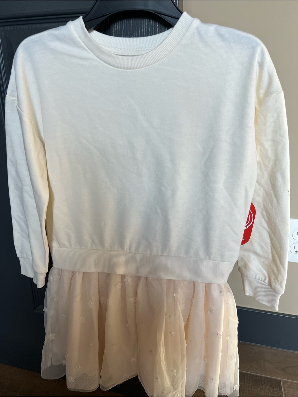 wonder nation Cream Sweatshirt Dress with Soft Blush Tulle Skirt NWT $8 size 7